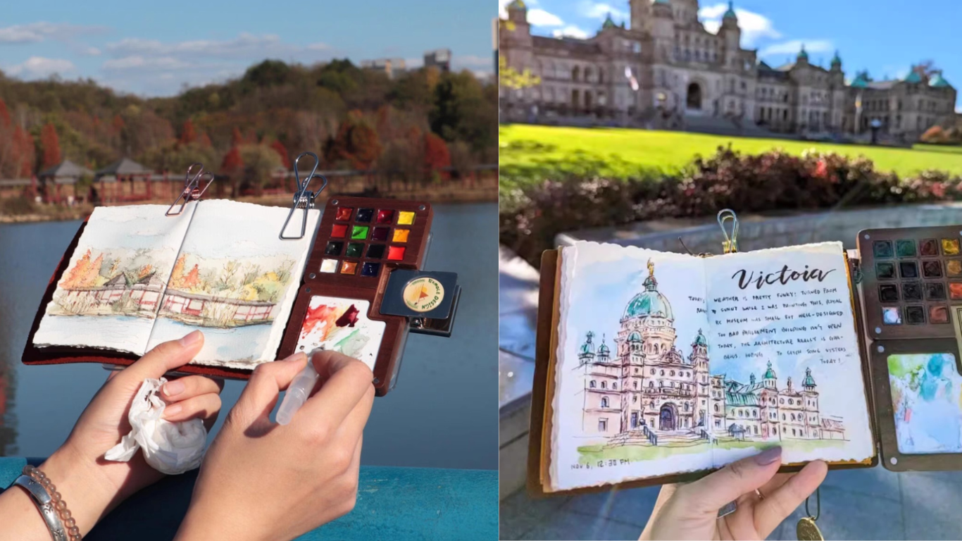 Mini Watercolor Paint Box Walnut Case