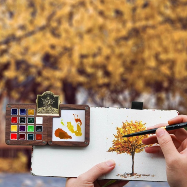 Mini Watercolor Paint Box Walnut Case