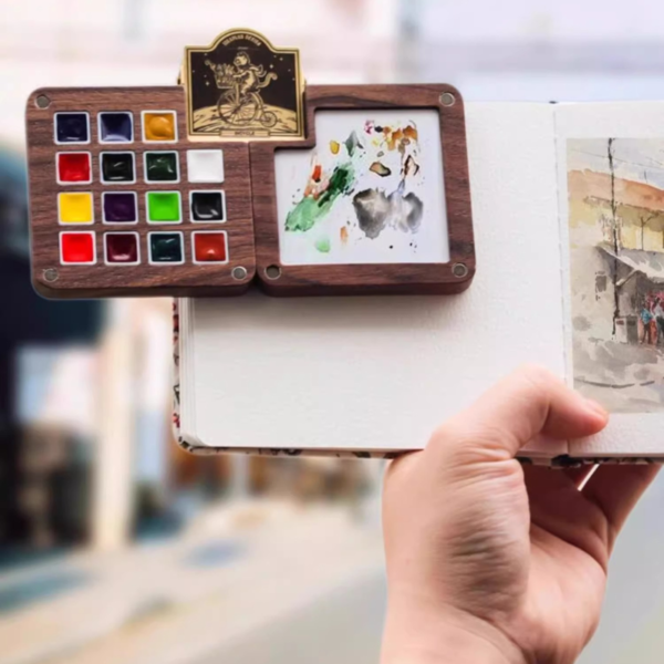 Mini Watercolor Paint Box Walnut Case